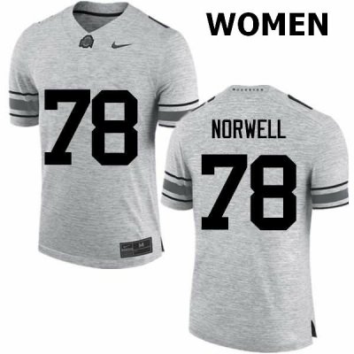 NCAA Ohio State Buckeyes Women's #78 Andrew Norwell Gray Nike Football College Jersey UIF7345UW